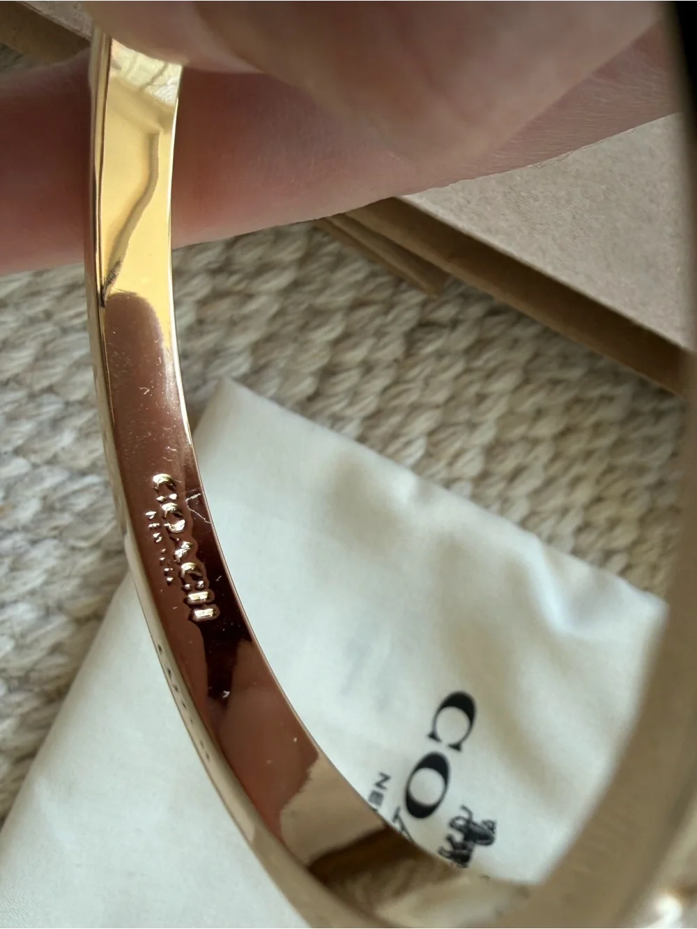 NWT COACH Gold Toned Bangle Bracelet with Dust Bag